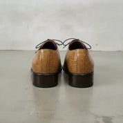 Men's Tan Crocodile-Embossed Leather Oxfords — Ascott