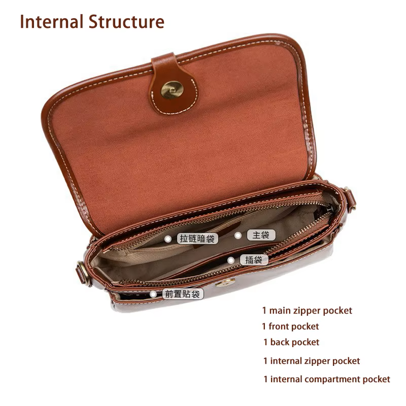 Women's Vintage Full-Grain Leather Crossbody Bag