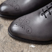 Men's Gray Medallion-Toe Leather Oxfords — Norton