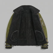 Men's Olive Green Suede Bomber Jacket — Lupton
