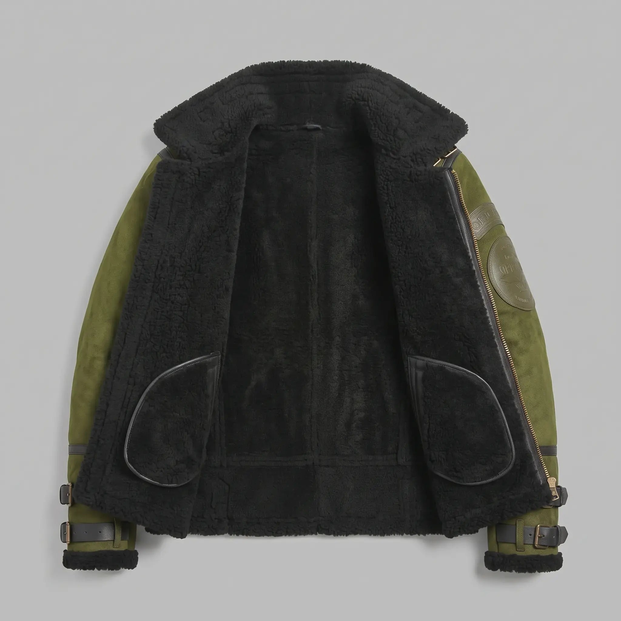 Men's Olive Green Suede Bomber Jacket — Lupton
