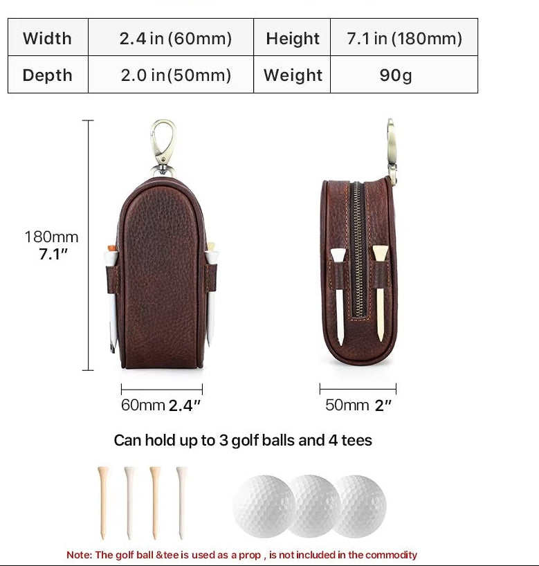 Vintage Leather Golf Ball Pouch