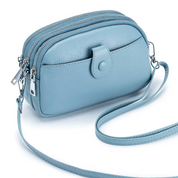 Women's Black Full-Grain Leather Crossbody Phone Bag