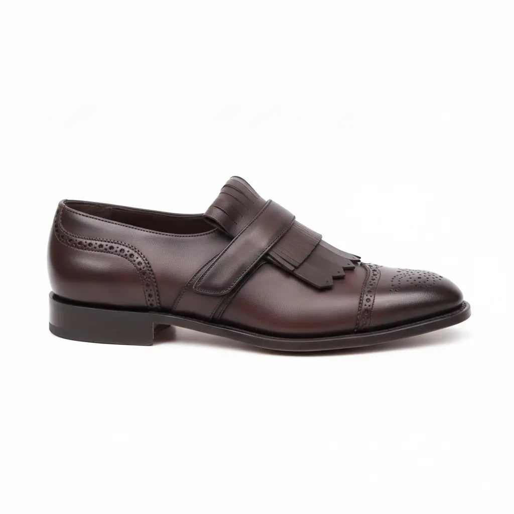 Men's Dark Brown Fringe Leather Kiltie Loafers — Ross