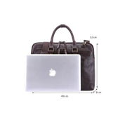 Men's Genuine Leather Two-Way Zipper Laptop Briefcase