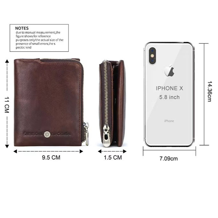Men’s RFID Leather Wallet- Premium Short Wallet with Coin Purse