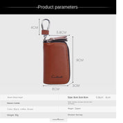 Premium Leather Double Zipper Key Holder