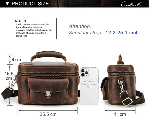 Men's Thick Leather Camera Messenger Bag - Durable Photography Bag