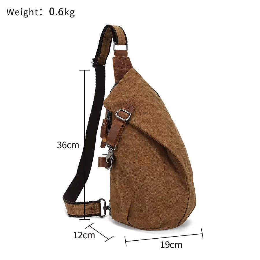 Handmade Waterproof Zipper Canvas Men’s Crossbody Chest Bag - Fanny Pack