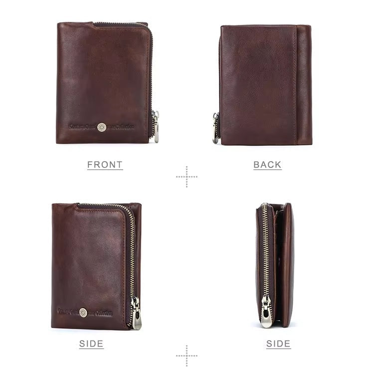 Men’s RFID Leather Wallet- Premium Short Wallet with Coin Purse