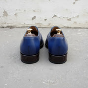 Handmade Men's Blue Derby Lace Up  Office Leather Shoes