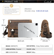 Men’s Crossbody Leather Messenger Bag - Curved Flap iPad Bag