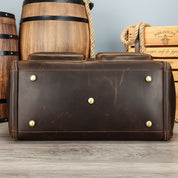 Full-Grain Leather Duffle Bag with Shoe Compartment
