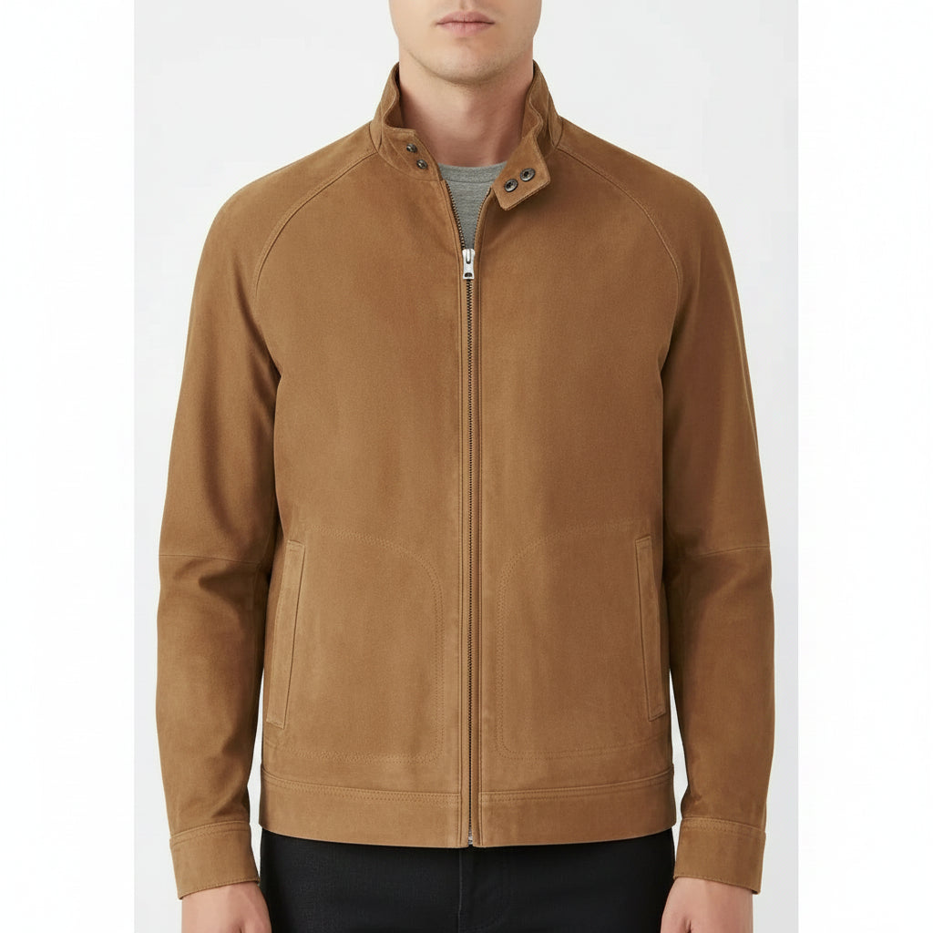 Men's Handmade Racer Suede Jacket