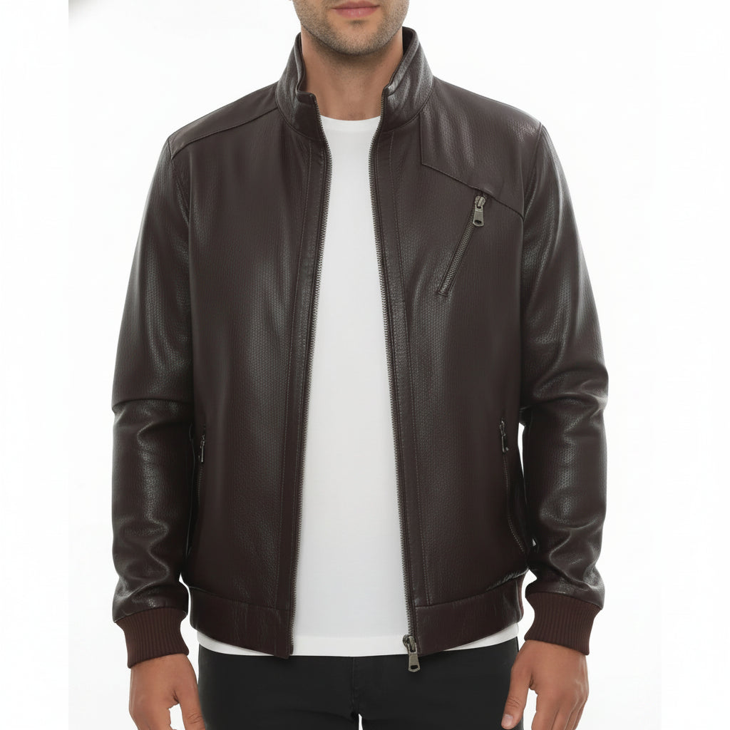 Men's Handmade Cafe Racer Leather Jacket