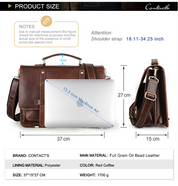 Men's Leather Laptop Messenger Bag, Convertible Backpack for Professionals