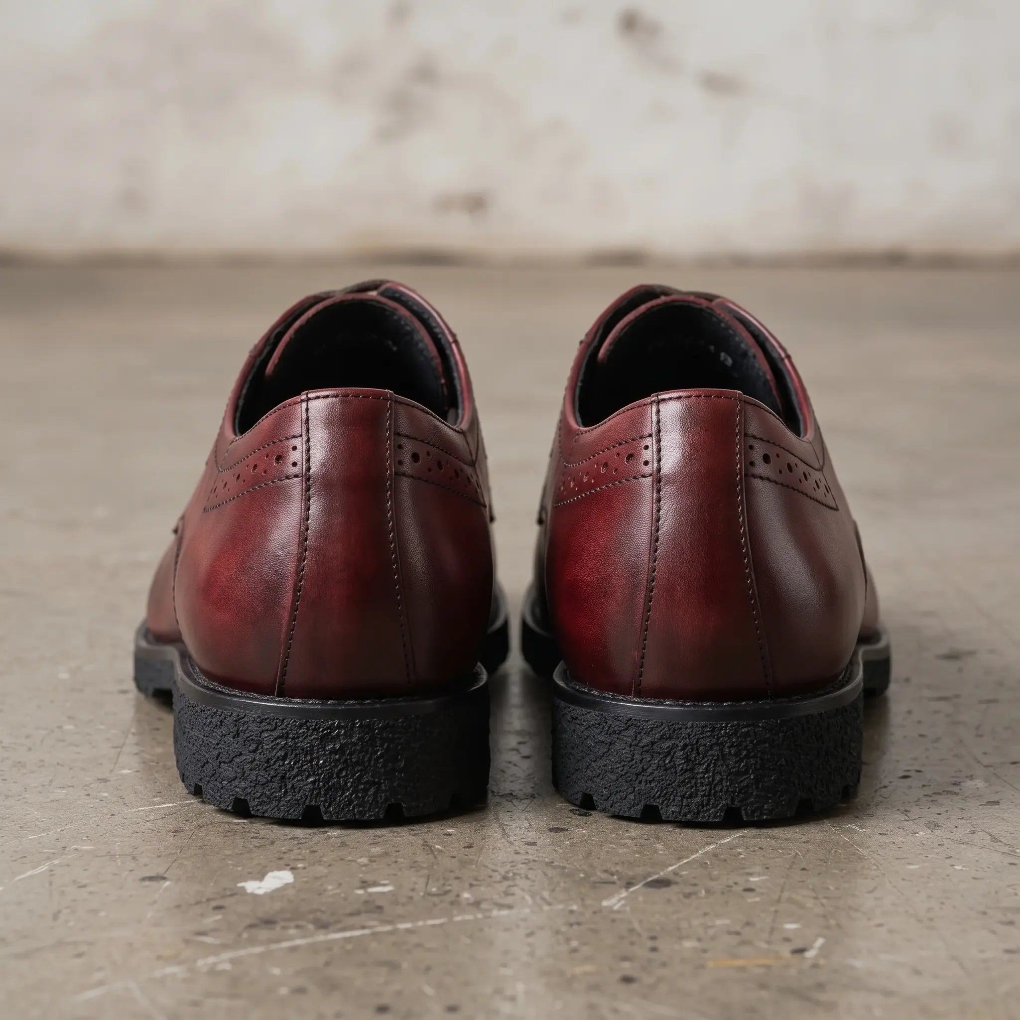Men's Burgundy Plain-Toe Leather Derbys — Birling