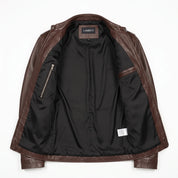 Men's Brown Leather Biker Jacket — Kendal