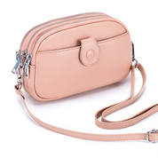 Women's Black Full-Grain Leather Crossbody Phone Bag
