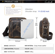 Men's Leather Messenger Bag, Large Capacity Crossbody Travel Bag