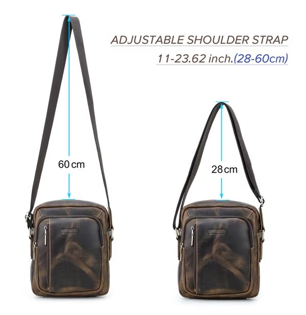 Men's Leather Messenger Bag, Large Capacity Crossbody Travel Bag