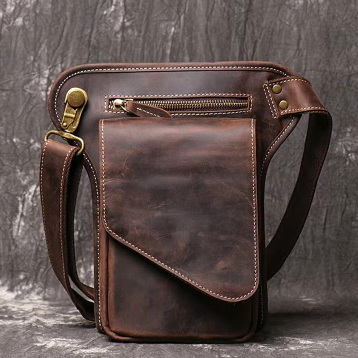 Men's Crossbody Bag, Handmade Genuine Leather Waist Bag