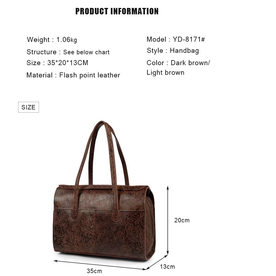 Genuine Women's Travel Handbag, Large Capacity Leather Tote for Women