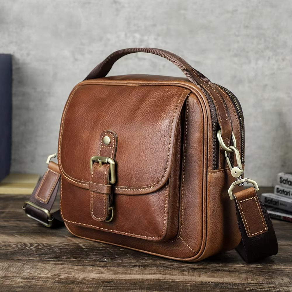 Classic Vintage Leather Shoulder Bag for Men, Premium Crossbody Messenger