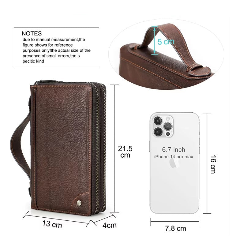 Genuine Leather Mini Brown Purse Wallet Bag –  with AirTag Slot