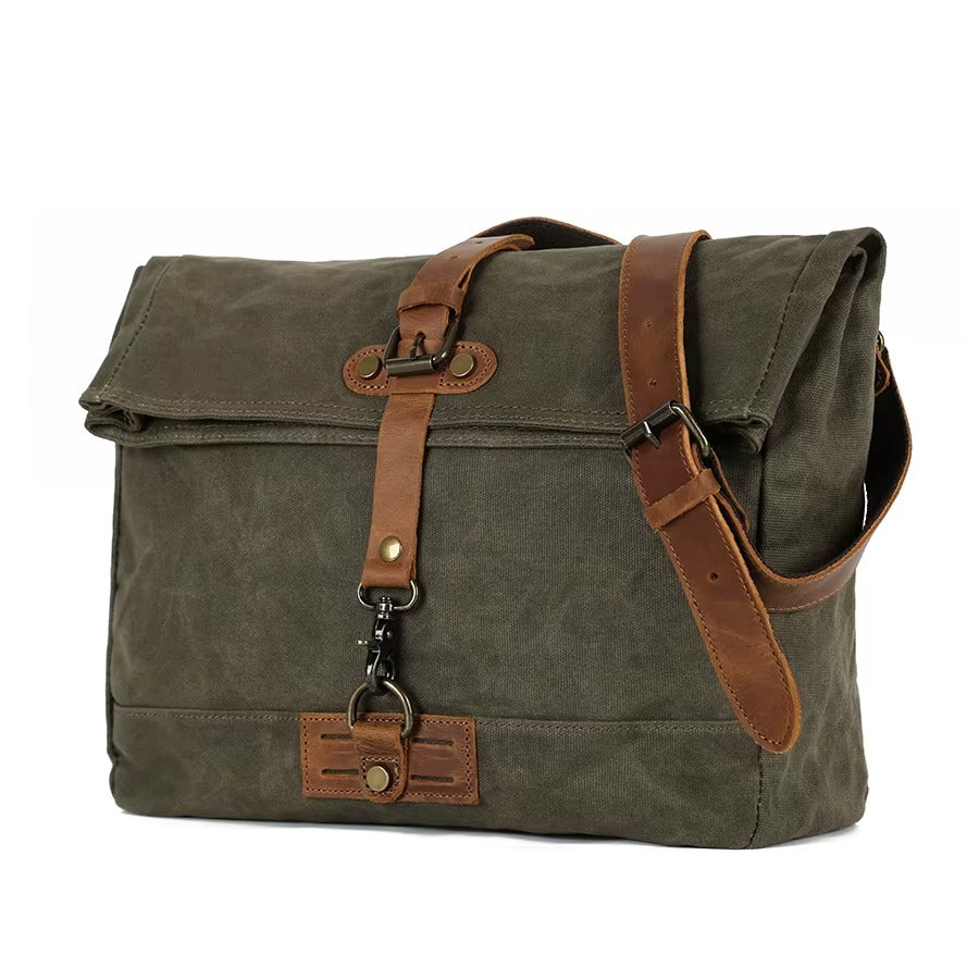 Men's Vintage Canvas Messenger Bag, Casual Sling Bag with Spacious Interior
