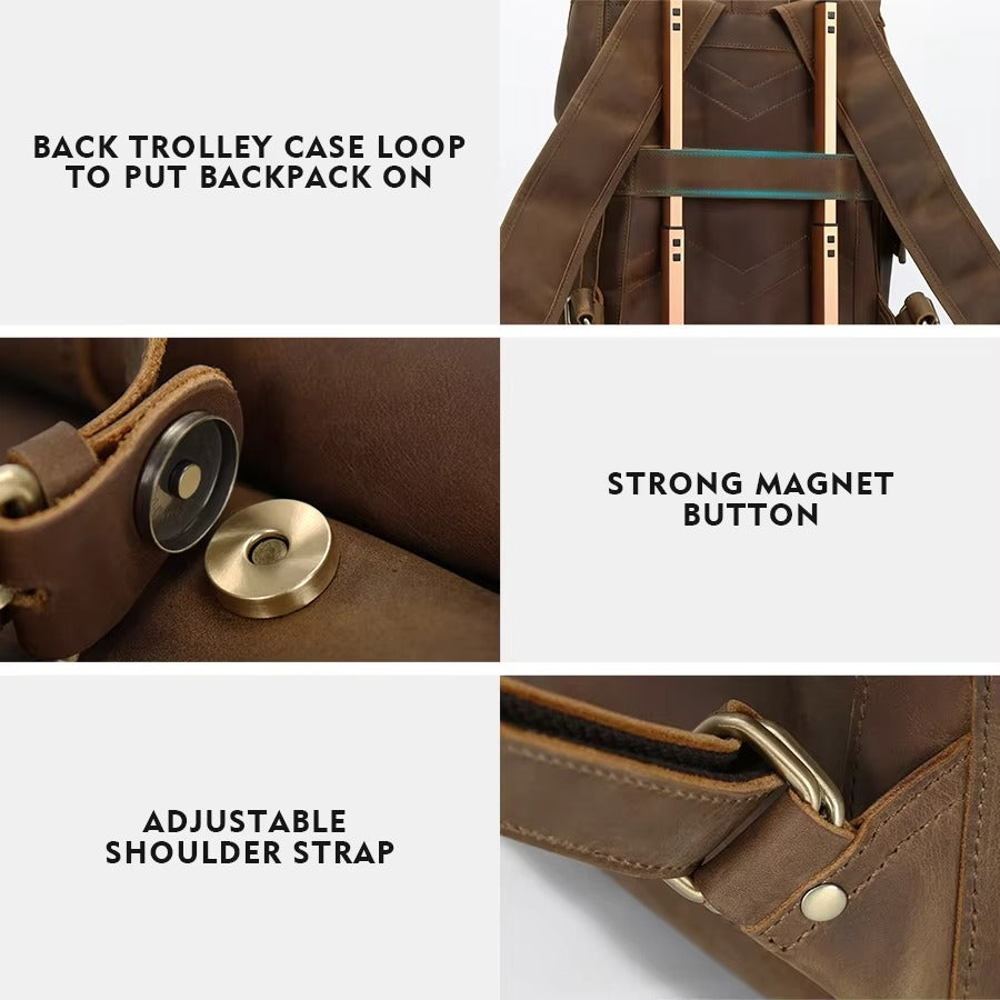 Multifunctional Travel Rucksack for Men- Leather Backpack