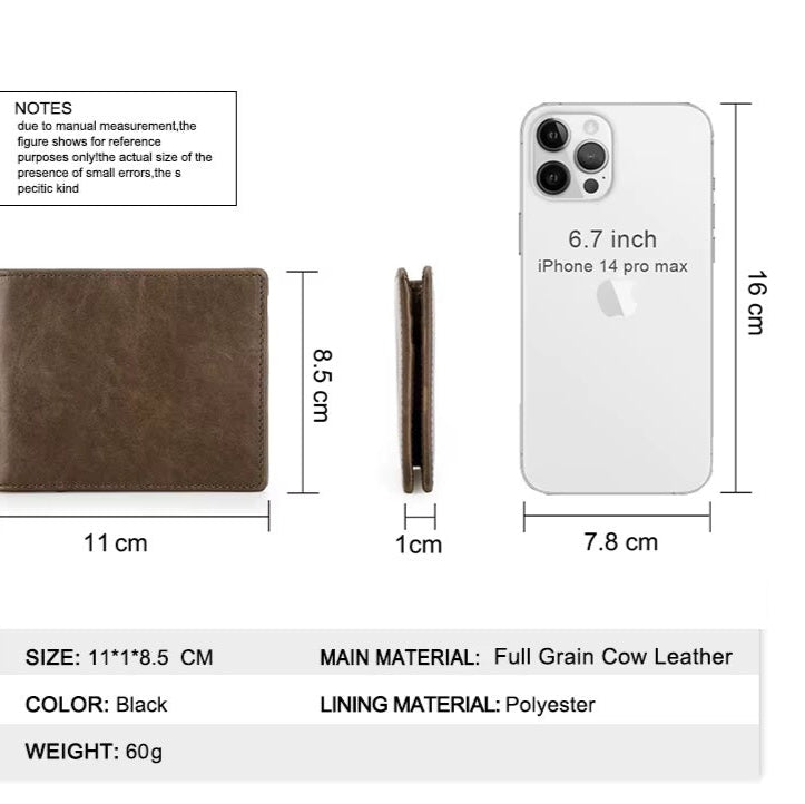 Men's Ultra-Thin Leather Bifold Wallet