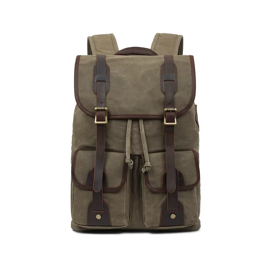 Men's Vintage Canvas Backpack, Retro Waterproof Laptop Bag