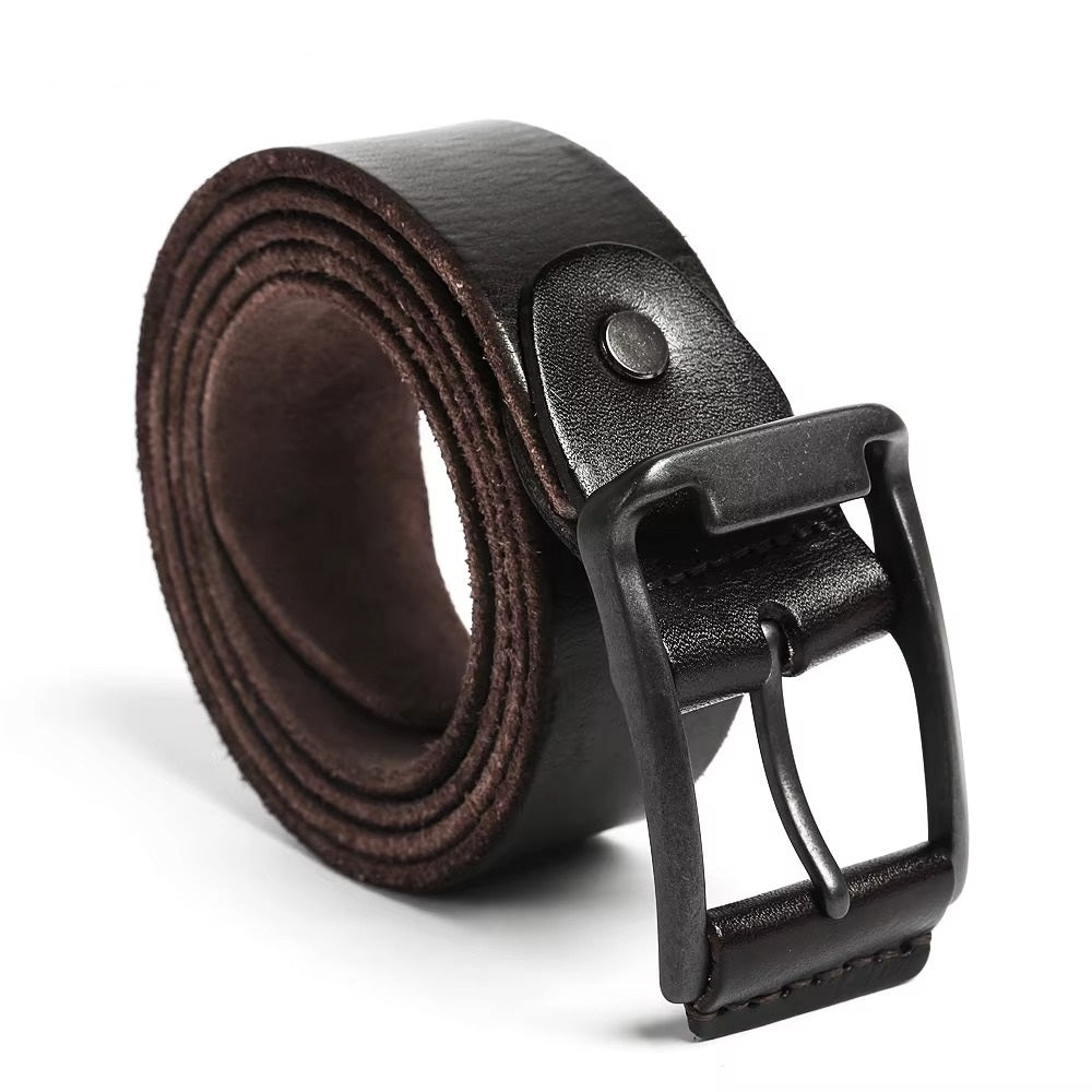 Men's Classic Embossed Leather Belt, Adjustable Genuine Leather Belt for Men