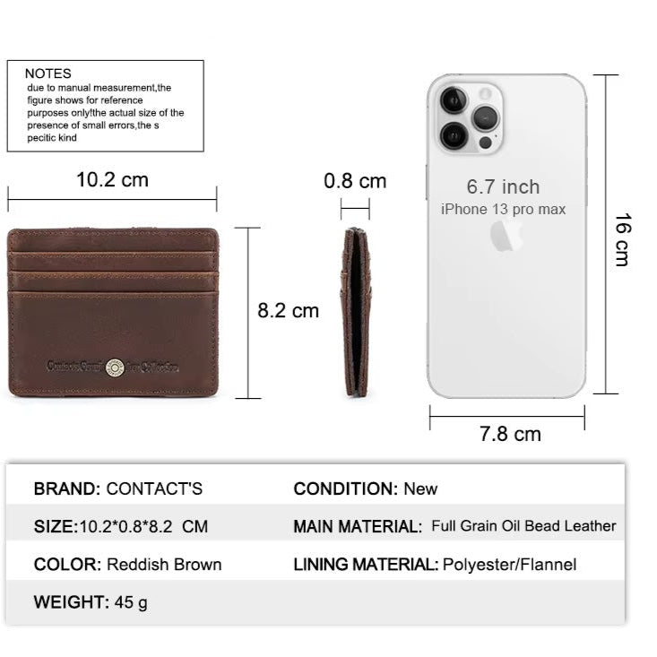 Men’s Slim Leather Magic Wallet with Money Clip