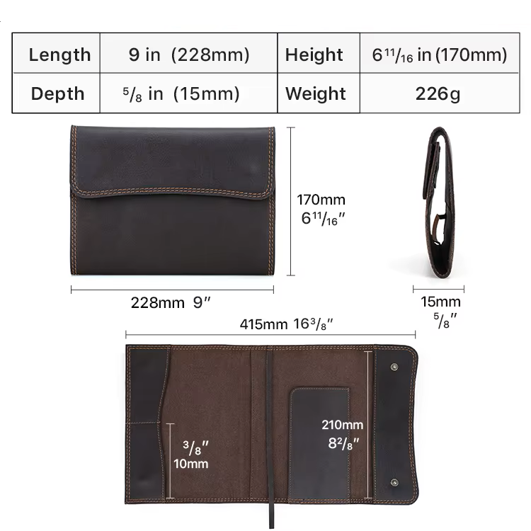 Handmade Vegetable Tanned Leather A5 Journal Notebook Cover