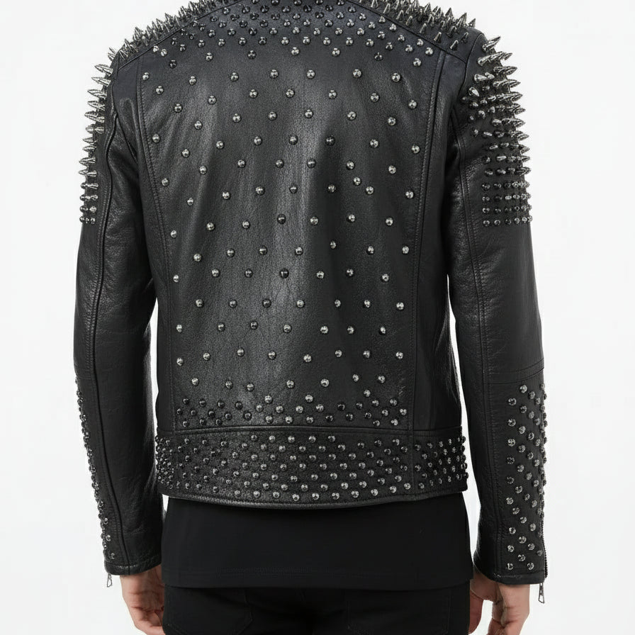 Handmade Punk Men Make to Order Rock Studded Jacket, Moto Biker Jacket