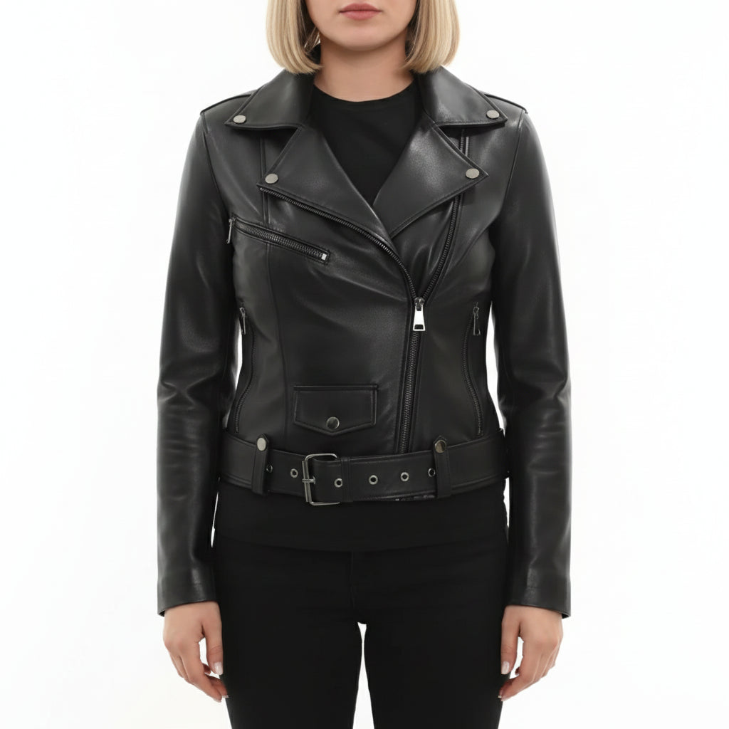 Women's Handmade Moto Leather Jacket