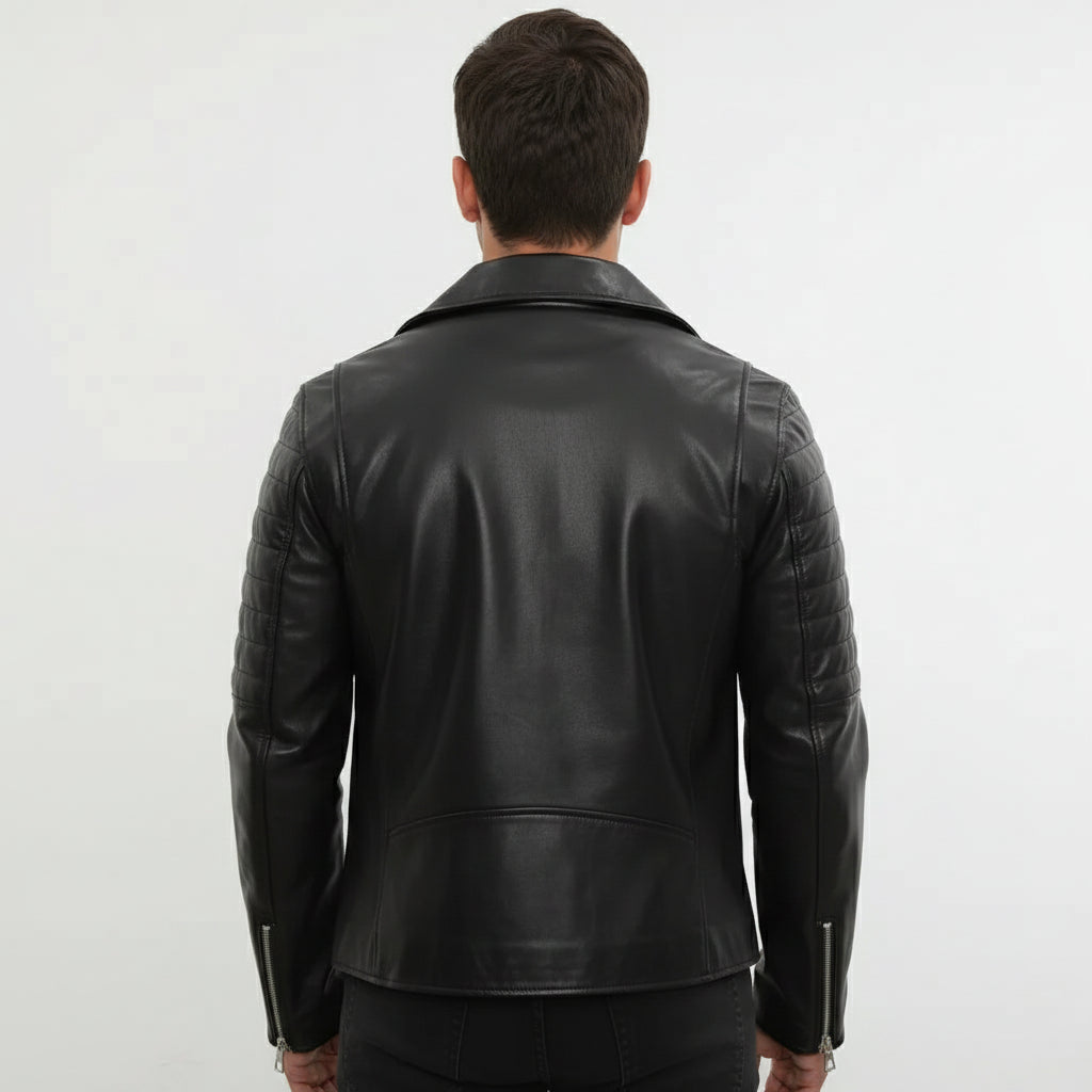 Men’s Black Leather Biker Jacket- Motorcycle Jacket