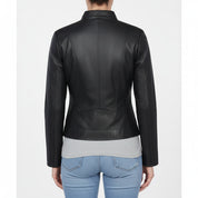 Women's Black Leather Biker Jacket