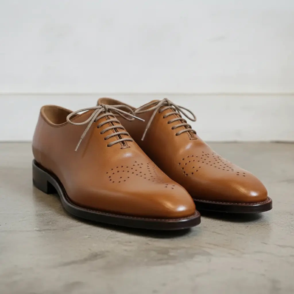 Men's Tan Brogue Leather Oxfords — Chadburn
