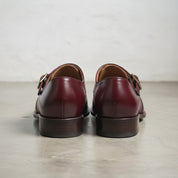 Men's Burgundy Plain-Toe Leather Monk Strap Shoes — Creighton