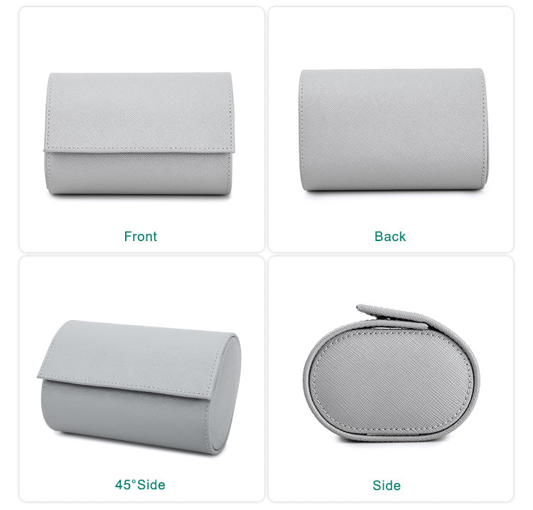 2 Slots Genuine Leather Watch Roll Travel Case