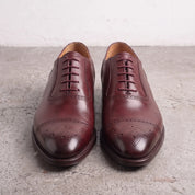 Men's Burgundy Cap-Toe Leather Brogue Oxfords — Faversham