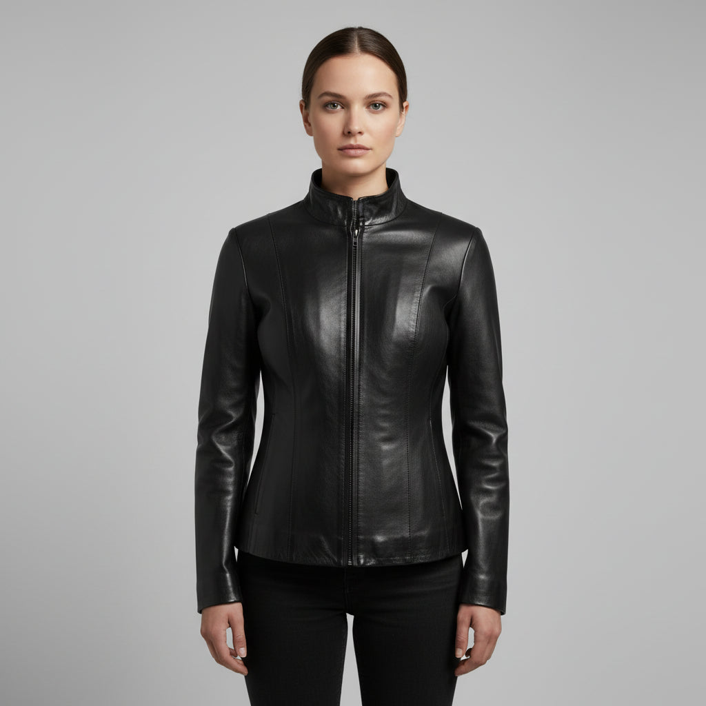 Gothic Women's Lambskin Leather Jacket, Black Soft Leather Women's Jacket