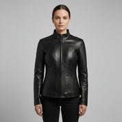 Gothic Women's Lambskin Leather Jacket, Black Soft Leather Women's Jacket