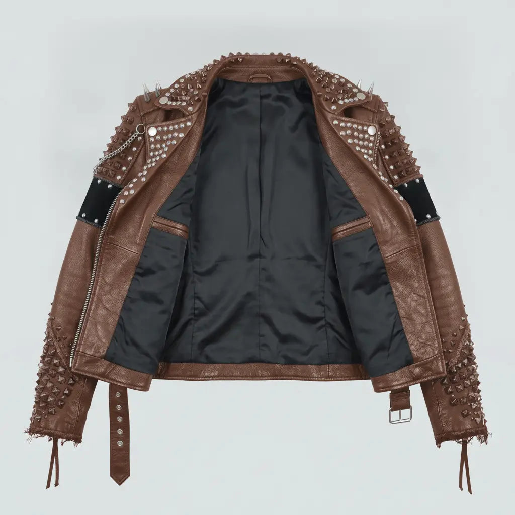Women's Brown Leather Biker Jacket — Kingston
