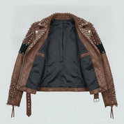 Women's Brown Leather Biker Jacket — Kingston