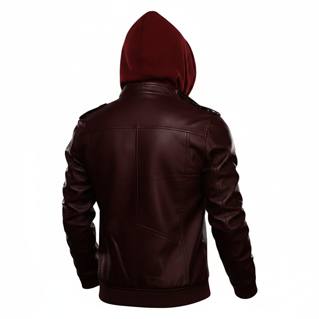 Men's Handmade Maroon Leather Fashion Jacket for Winter Wear