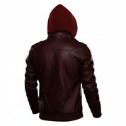 Men's Handmade Maroon Leather Fashion Jacket for Winter Wear